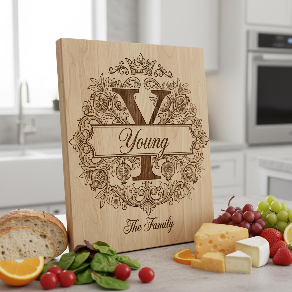 Königliches Granatapfel-Monogramm-Design, personalisierte Familiennamen-Gravurdatei – Bild 9