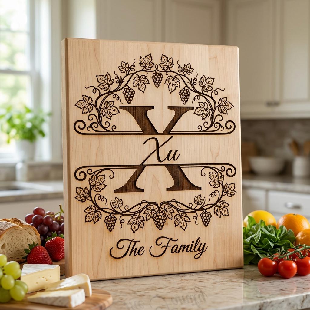 Planche de Monogramme Vignoble Vintage, Fichier de Gravure Personnalisé avec Nom de Famille, Lot d'Alphabet – Image 11