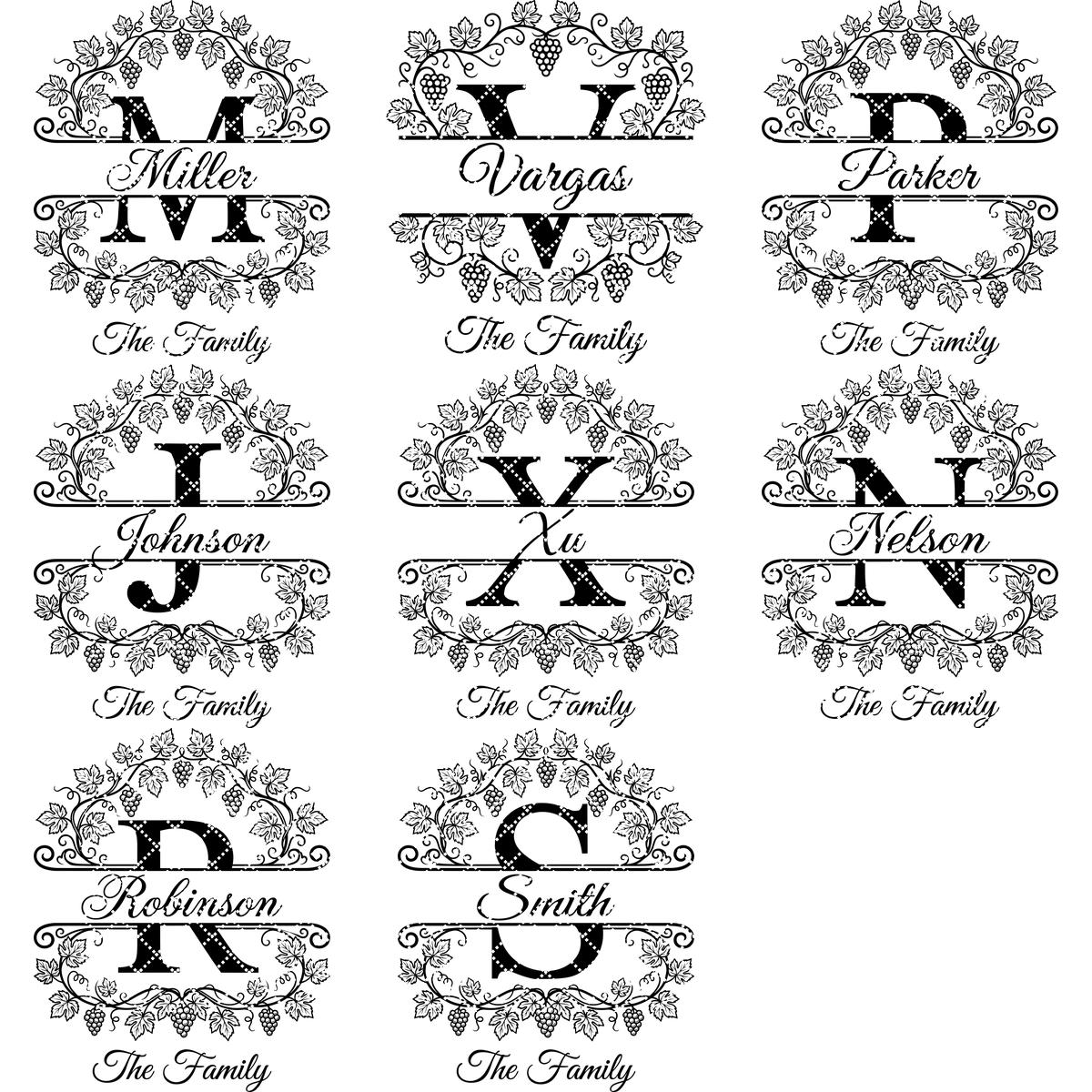 Planche de Monogramme Vignoble Vintage, Fichier de Gravure Personnalisé avec Nom de Famille, Lot d'Alphabet – Image 14