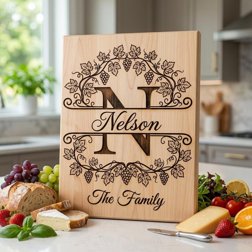 Planche de Monogramme Vignoble Vintage, Fichier de Gravure Personnalisé avec Nom de Famille, Lot d'Alphabet – Image 5