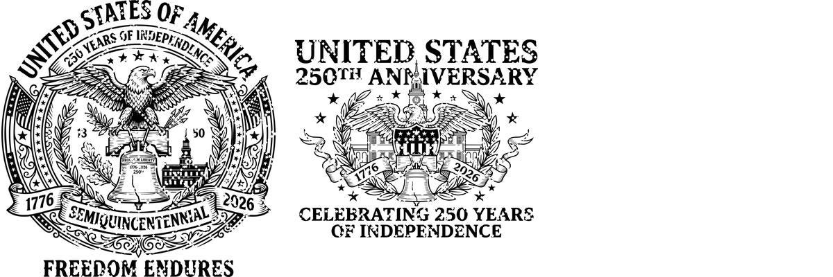250th Anniversary Engraving Design, Historic Americana Patriotic Board Art 1776 2026