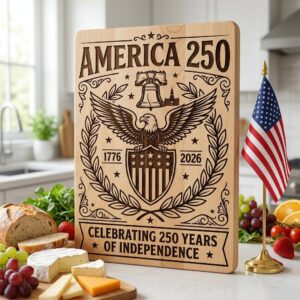 250th Anniversary Engraving Design, Historic Americana Patriotic Board Art 1776 2026