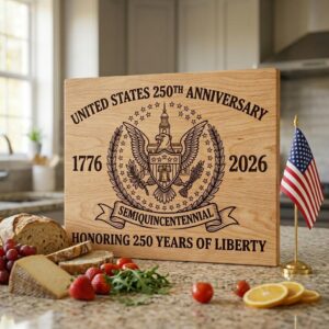 250th Anniversary Engraving Design, Historic Americana Patriotic Board Art 1776 2026