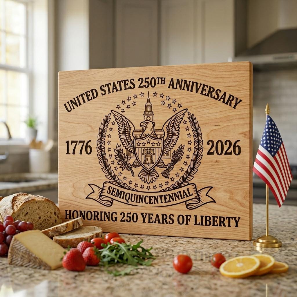 250th Anniversary Engraving Design, Historic Americana Patriotic Board Art 1776 2026