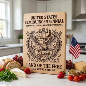 250th Anniversary Engraving Design, Historic Americana Patriotic Board Art 1776 2026