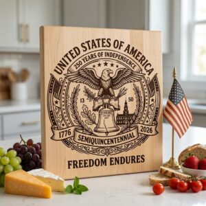 250th Anniversary Engraving Design, Historic Americana Patriotic Board Art 1776 2026