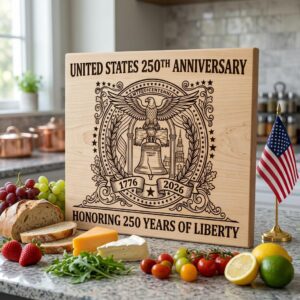 250th Anniversary Engraving Design, Historic Americana Patriotic Board Art 1776 2026