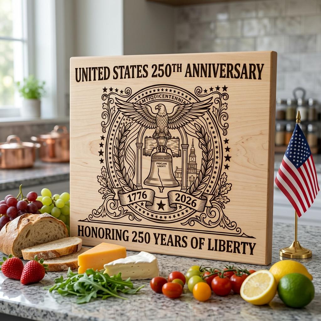 250th Anniversary Engraving Design, Historic Americana Patriotic Board Art 1776 2026