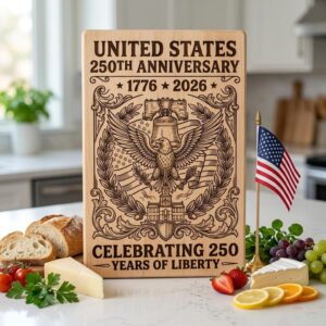 250th Anniversary Engraving Design, Historic Americana Patriotic Board Art 1776 2026