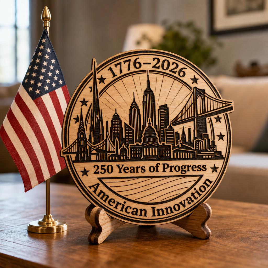 Design patriottico moderno per incisione laser del 250º anniversario, pacchetto di cartelli in legno USA - immagine 10