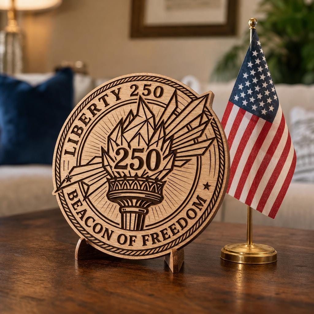 Design patriottico moderno per incisione laser del 250º anniversario, pacchetto di cartelli in legno USA - immagine 7