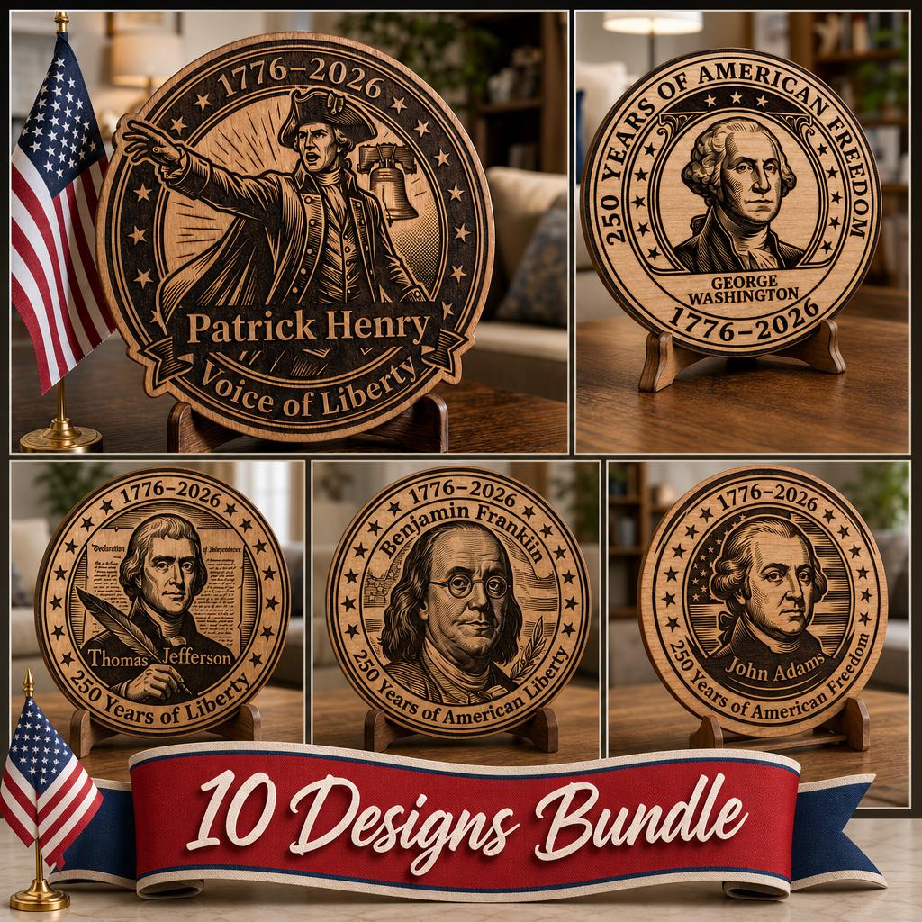 250th Anniversary Patriotic Bundle, Laser Engraving Files for USA 1776 Wood Sign