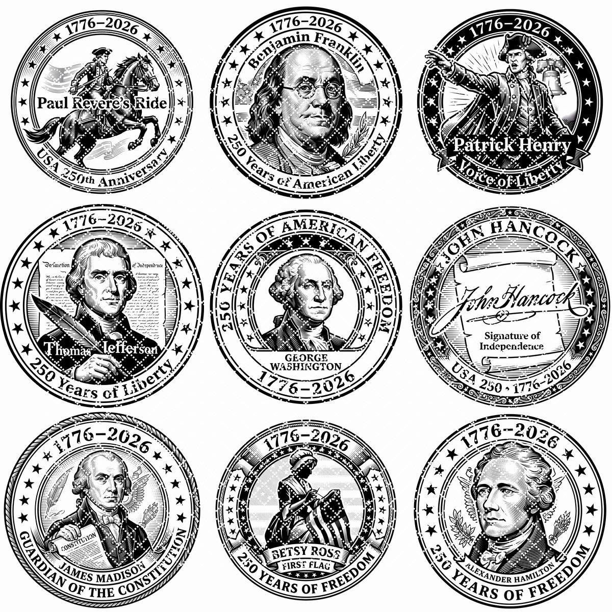 Pacchetto patriottico per il 250° anniversario, file per incisione laser per insegna in legno USA 1776 - immagine 12