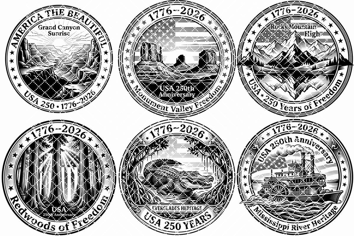 Paquete de letreros de madera patrióticos del 250.º aniversario, grabados de paisajes estadounidenses - Imagen 8