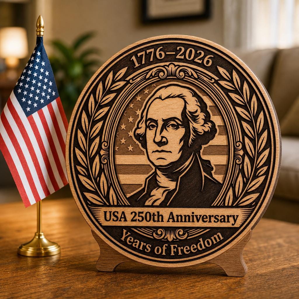Diseños de grabado patrimonial del 250.º aniversario de EE. UU., CNC patriótico para placas - Imagen 2