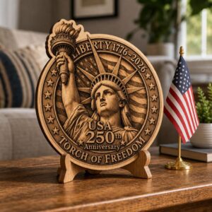 3D Illusion Laser Engraving File, Patriotic PNG for Wood, American Icons Bundle