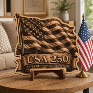 3D Illusion Laser Engraving File, Patriotic PNG for Wood, American Icons Bundle