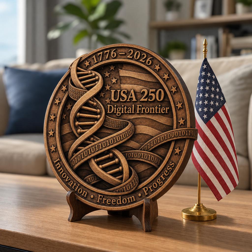 3D Illusion Laser Engraving PNG, America 250 Anniversary Wood Plaque Bundle