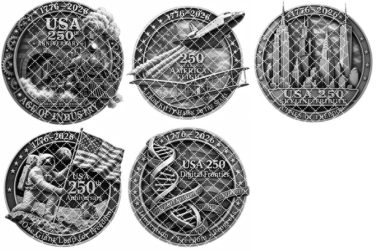 3D Illusion Laser Engraving PNG, America 250 Anniversary Wood Plaque Bundle