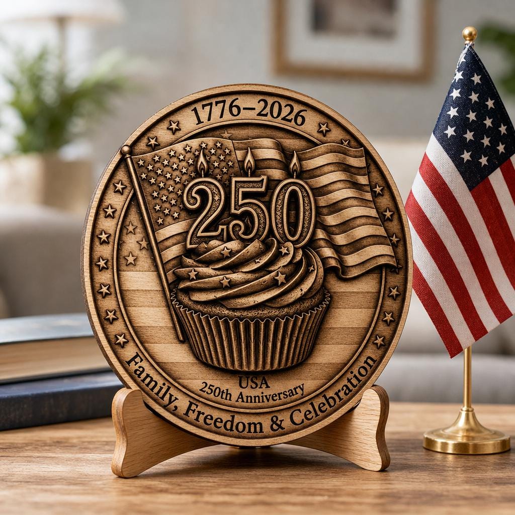 3D Illusion PNG Bundle, Laser Engraving Design, USA 250th July 4 Wood Sign
