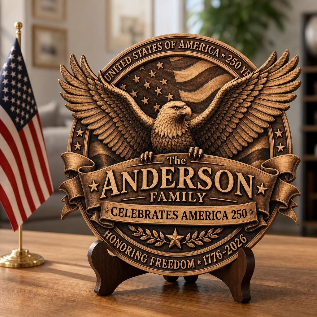 America 250 3D Illusion Laser Engraving File, Patriotic PNG Gift Keepsake