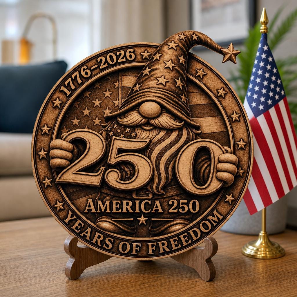 America 250 3D Illusion Laser Engraving File, Patriotic PNG Gift Keepsake