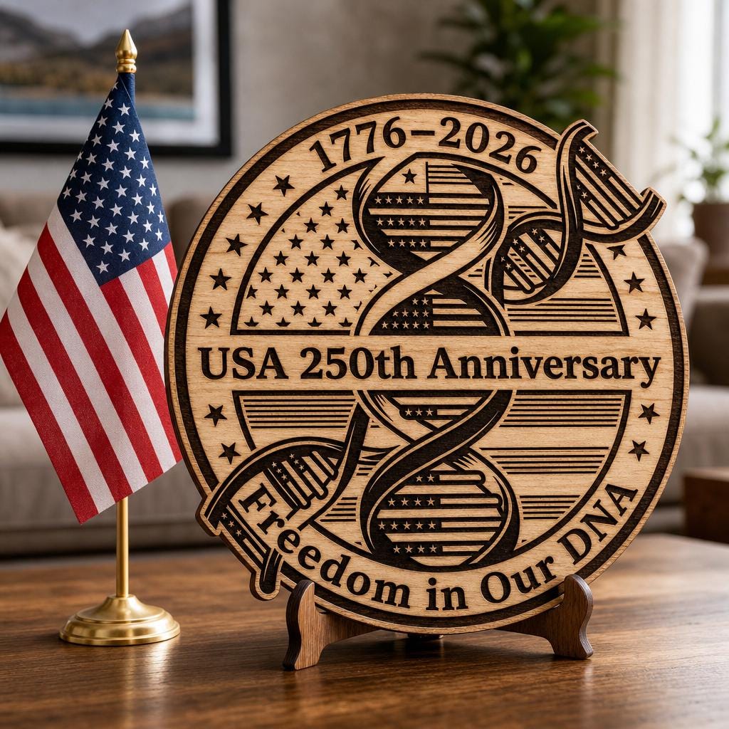 Paquete de grabado láser del 250.º aniversario de América, diseños futuristas de letreros de madera - Imagen 8