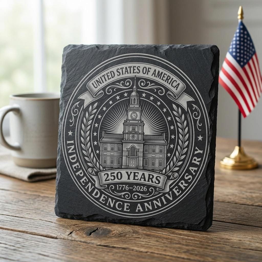 America 250 PNG Bundle, Patriotic Slate Coaster Designs for 4th of July Engraving – Bild 4