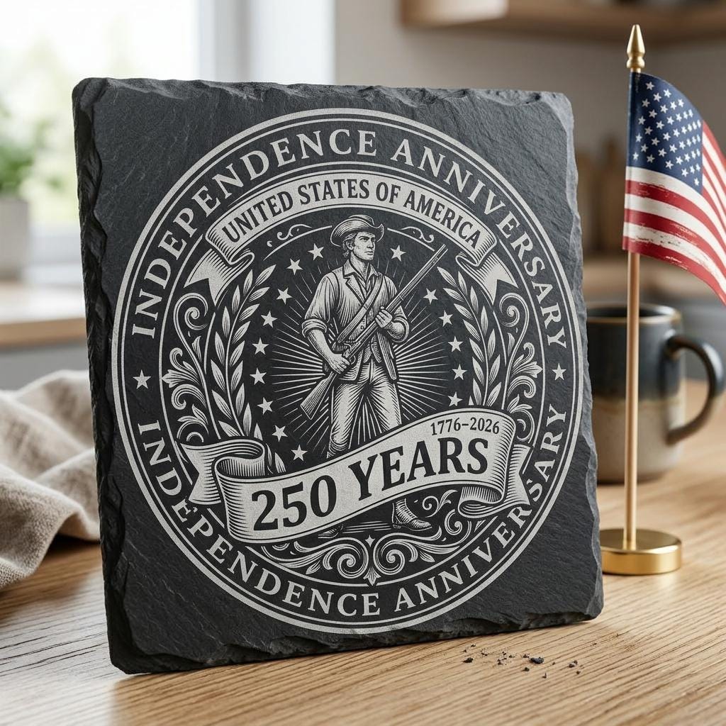 America 250 PNG Bundle, Patriotic Slate Coaster Designs for 4th of July Engraving – Bild 7
