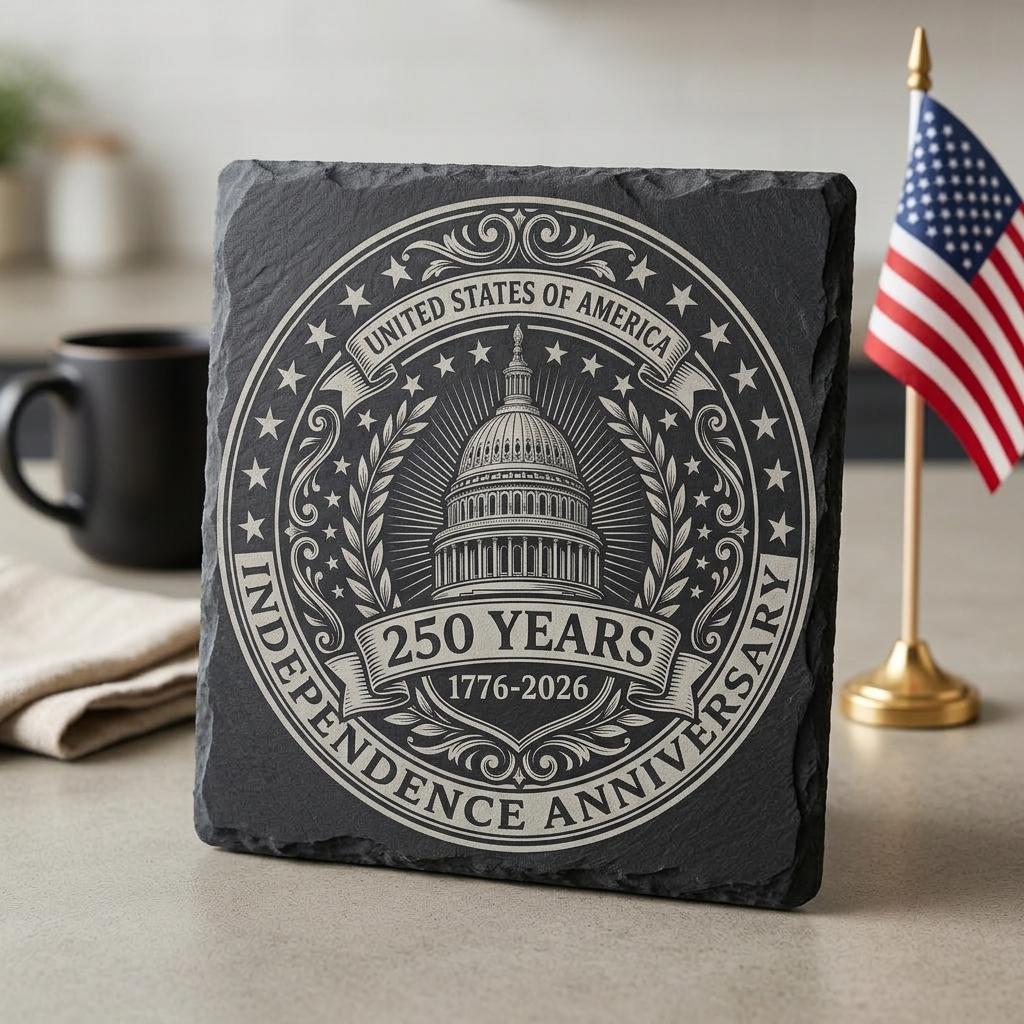 America 250 PNG Bundle, Patriotic Slate Coaster Designs for 4th of July Engraving – Bild 9