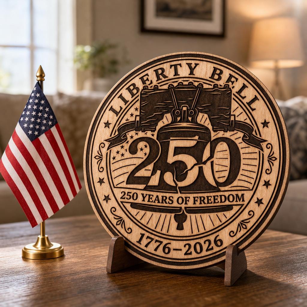 America 250 Semiquincentennial Engraving Bundle, 1776 2026 Patriotic Wood Sign Design