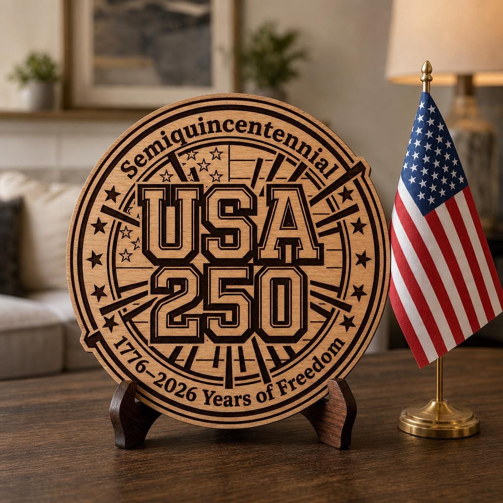 America 250 Semiquincentennial Engraving Bundle, 1776 2026 Patriotic Wood Sign Design