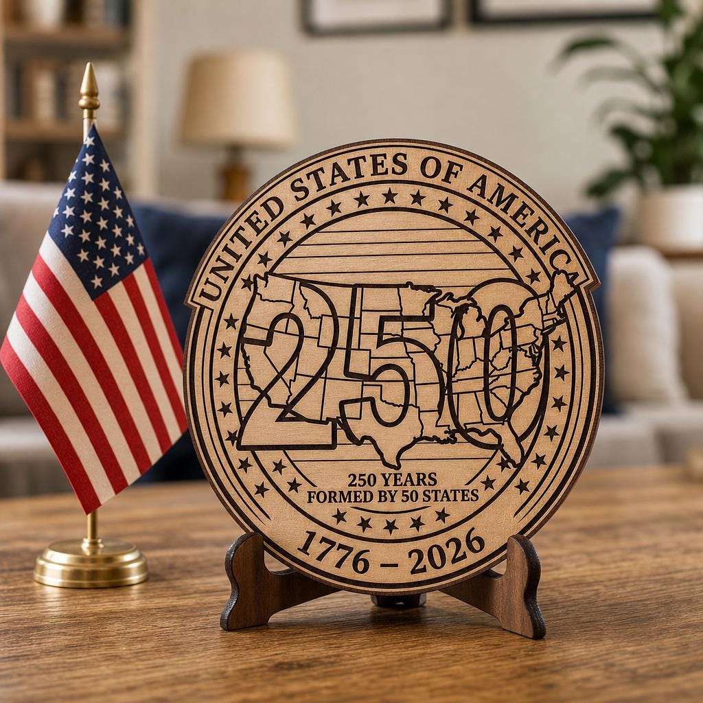 America 250 Semiquincentennial Engraving Bundle, 1776 2026 Patriotic Wood Sign Design