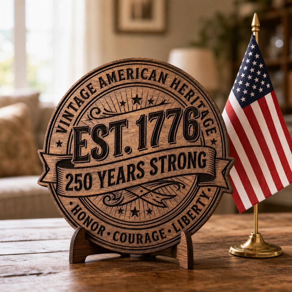 America 250 Semiquincentennial Engraving Bundle, 1776 2026 Patriotic Wood Sign Design