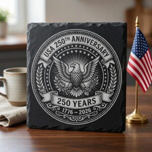 America 250th Anniversary Engraving File, Patriotic USA Coaster Designs for Slate