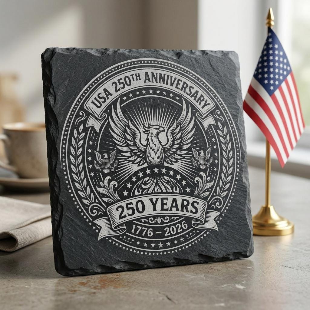 America 250th Anniversary Engraving File, Patriotic USA Coaster Designs for Slate