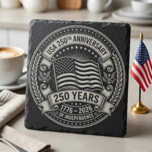America 250th Anniversary Engraving File, Patriotic USA Coaster Designs for Slate