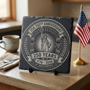 America 250th Anniversary Engraving File, Patriotic USA Coaster Designs for Slate