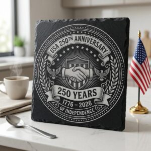 America 250th Anniversary Engraving File, Patriotic USA Coaster Designs for Slate