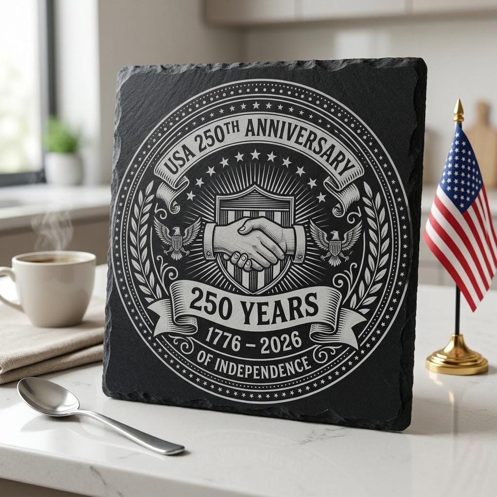 America 250th Anniversary Engraving File, Patriotic USA Coaster Designs for Slate