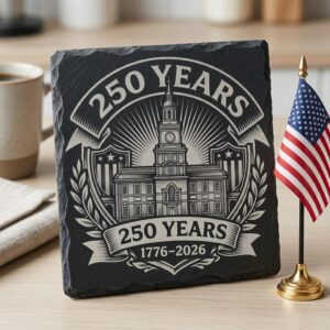 America 250th Patriotic Crest Slate Coaster Designs, Laser Engraving Bundle