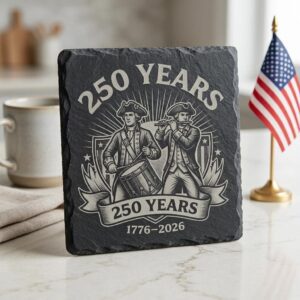 America 250th Patriotic Crest Slate Coaster Designs, Laser Engraving Bundle