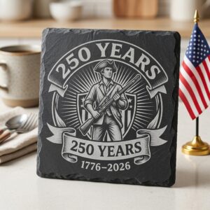 America 250th Patriotic Crest Slate Coaster Designs, Laser Engraving Bundle