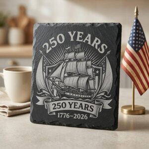 America 250th Patriotic Crest Slate Coaster Designs, Laser Engraving Bundle