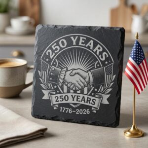 America 250th Patriotic Crest Slate Coaster Designs, Laser Engraving Bundle