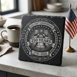 America 250th Patriotic Engraving File, Slate Coaster Laser Designs, Colonial Emblems
