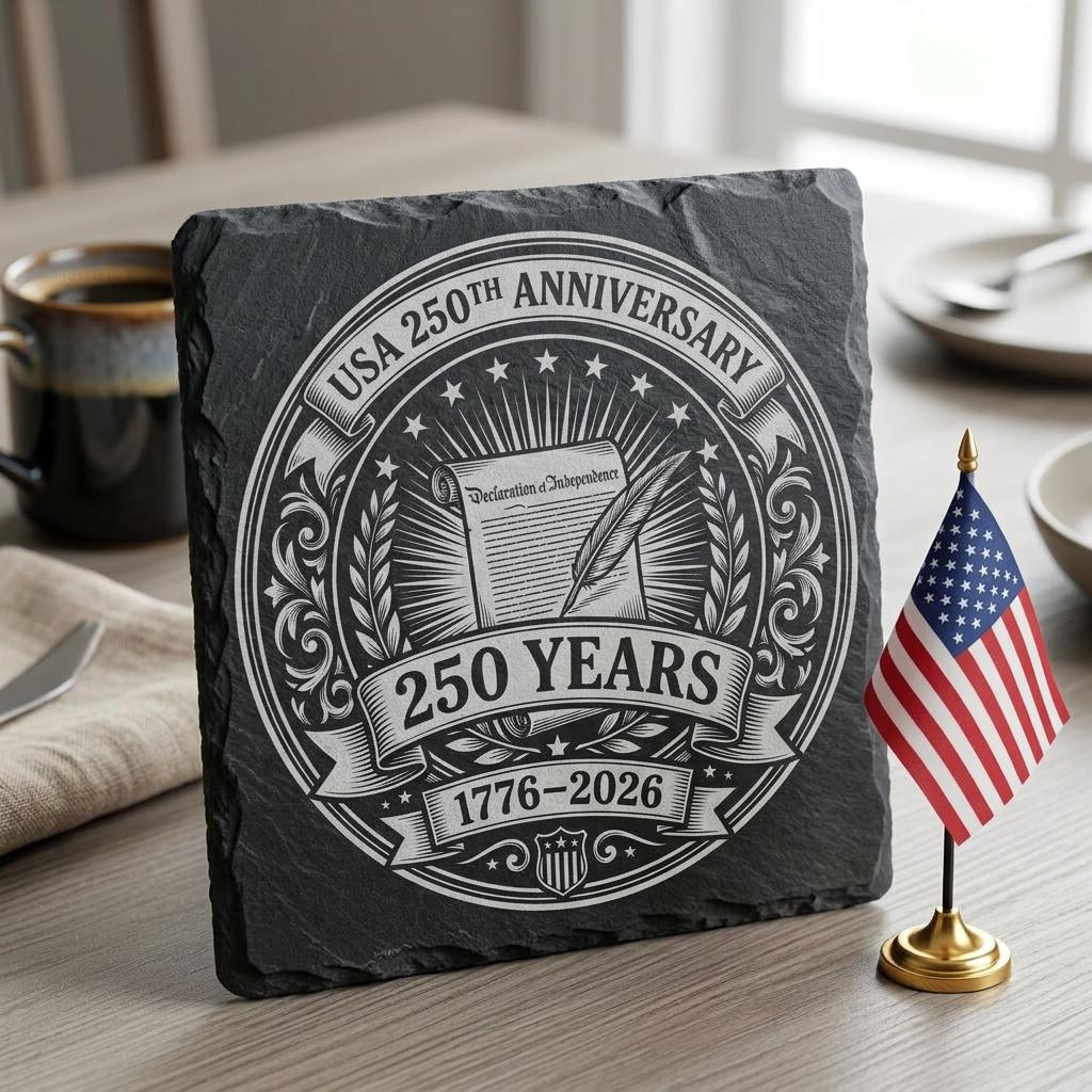 America 250th Patriotic Engraving File, Slate Coaster Laser Designs, Colonial Emblems