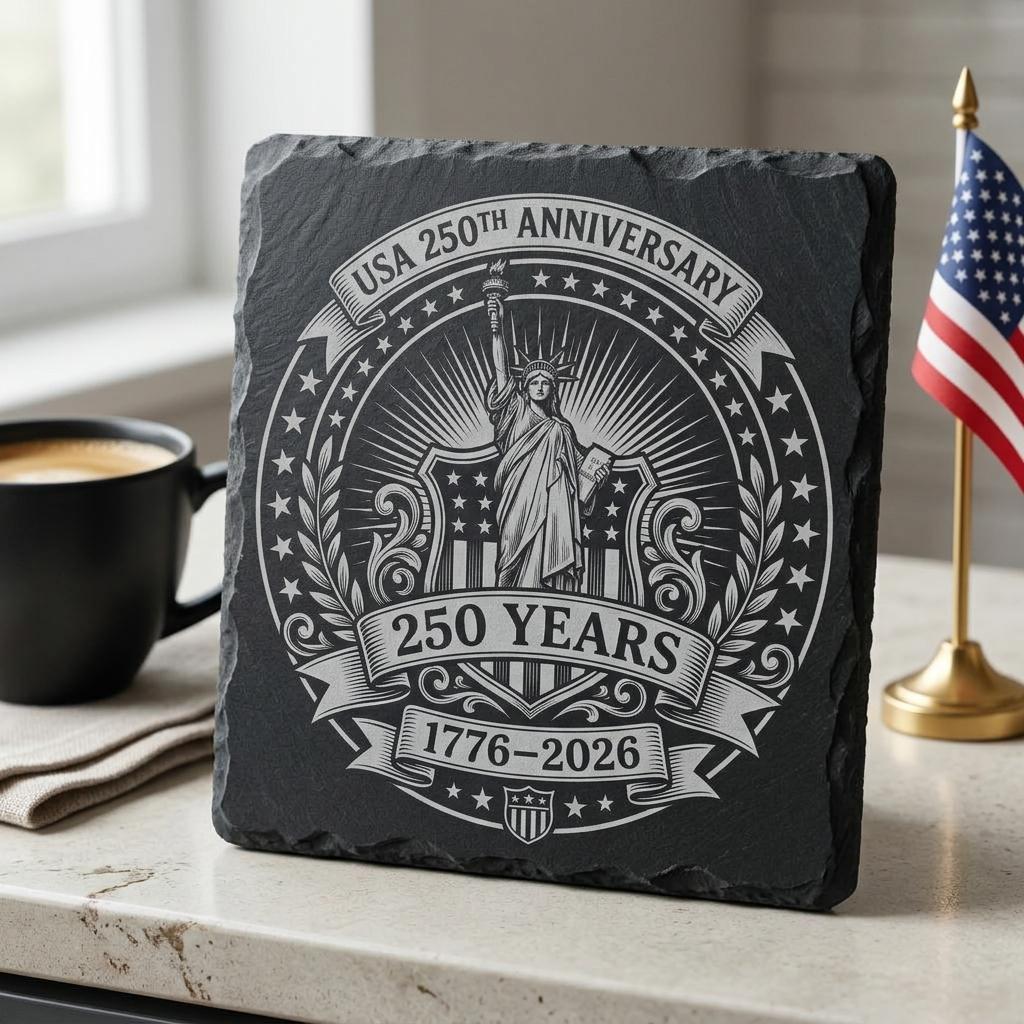 America 250th Patriotic Engraving File, Slate Coaster Laser Designs, Colonial Emblems