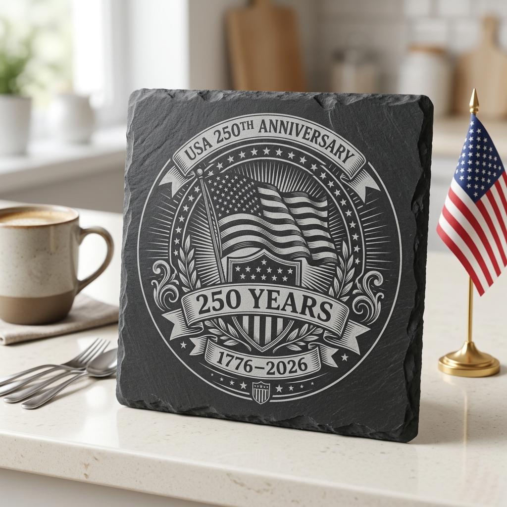 America 250th Patriotic Engraving File, Slate Coaster Laser Designs, Colonial Emblems