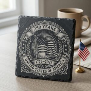 Laser Engraving File, Patriotic USA Anniversary Coaster, Vintage Emblem PNG
